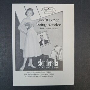 1957 Slenderella International Vintage‎ Print Ad You'll Love Being Slender NYC